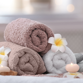 Spa Laundry Rolled Towels With Candles 300X300